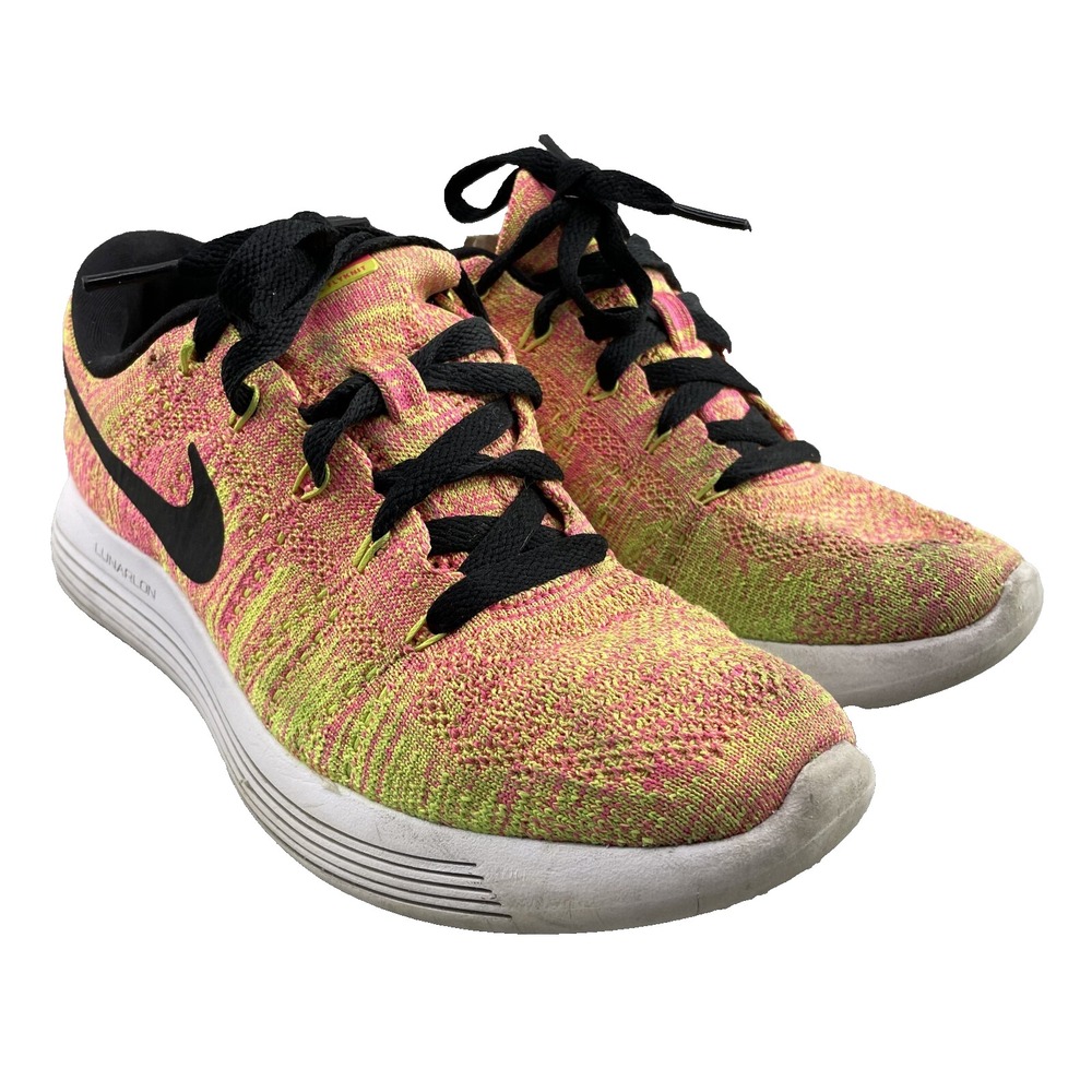 Nike Lunarepic Flyknit Shoe‎ Women's 7 Pink Neon Running Training Athletic Gym